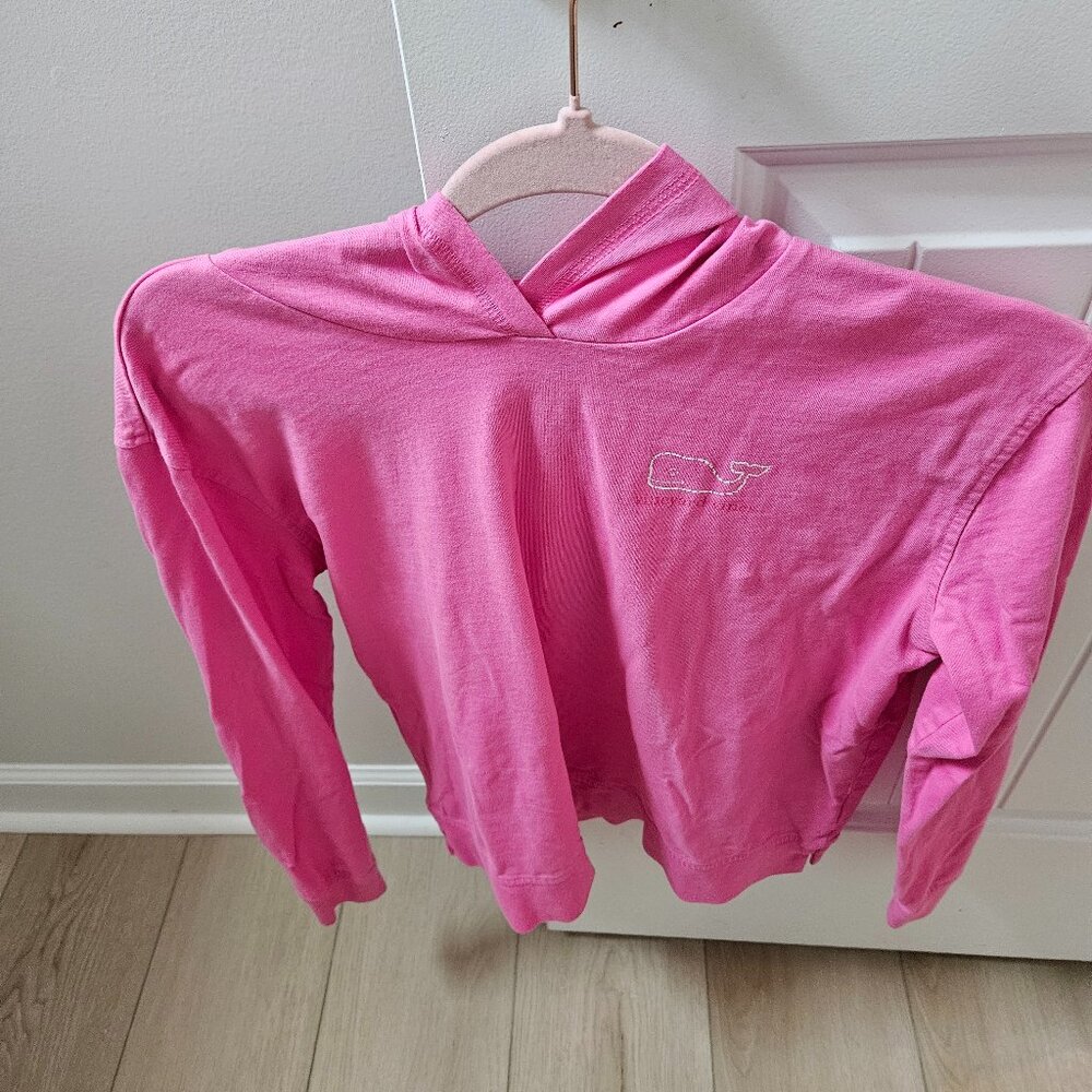 Vineyard Vines Pink crop light weight hoodie, Girls XL Women's XS/S